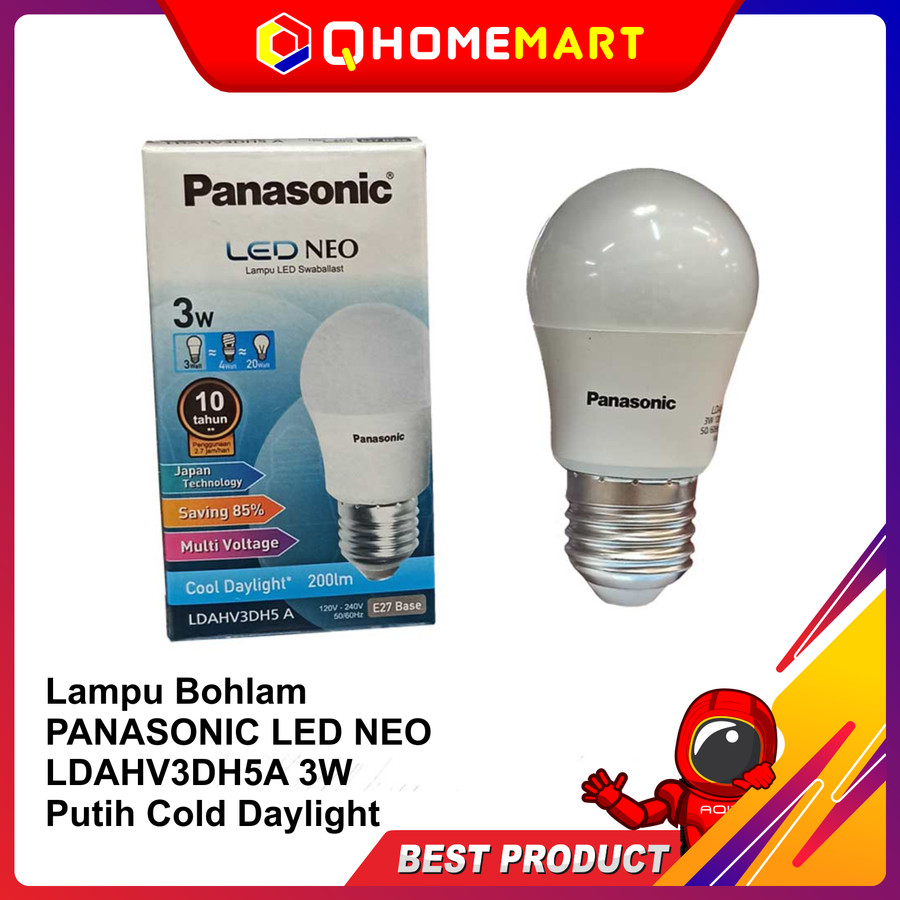 Lampu Bohlam PANASONIC LED NEO LDAHV3DH5A 3W Putih Cold Daylight - 3 WATT