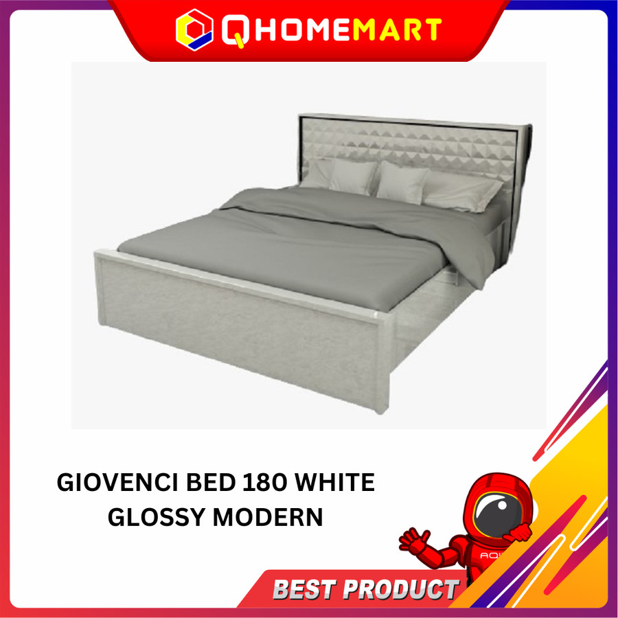 Giovenci Bed Divan Tempat Tidur White Glossy Modern - 180x200