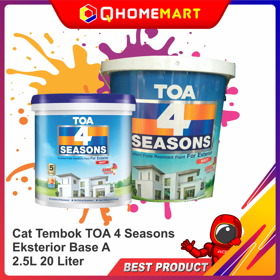 Cat Tembok TOA 4 Seasons Eksterior Base A 2.5L 20 Liter - 8298 SIER QUEEN, 2.5 Liter