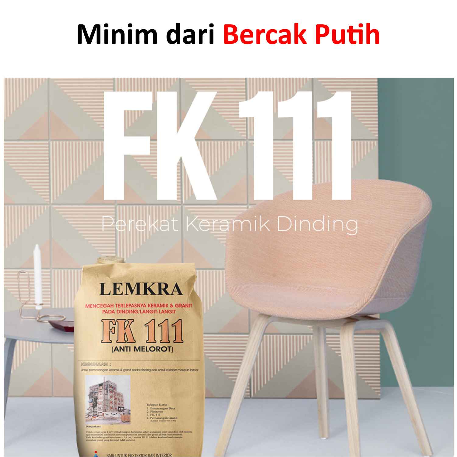 Semen LEMKRA FK111 Perekat Keramik Dinding Grey 30Kg