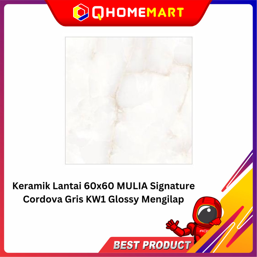 Keramik Lantai 60x60 MULIA Signature Cordova Gris KW1 Glossy Mengilap - 1 dus