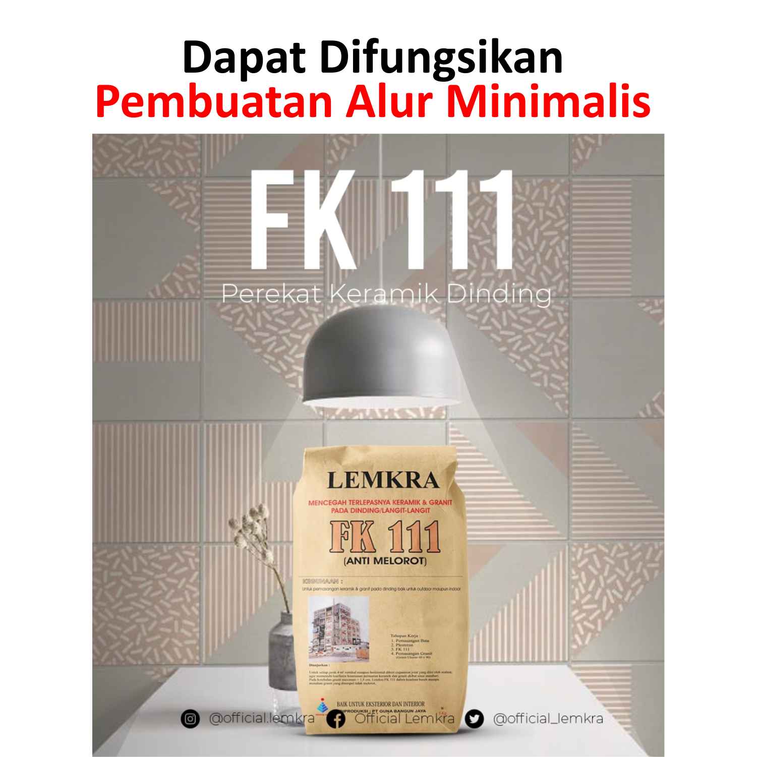 Semen LEMKRA FK111 Perekat Keramik Dinding Grey 30Kg