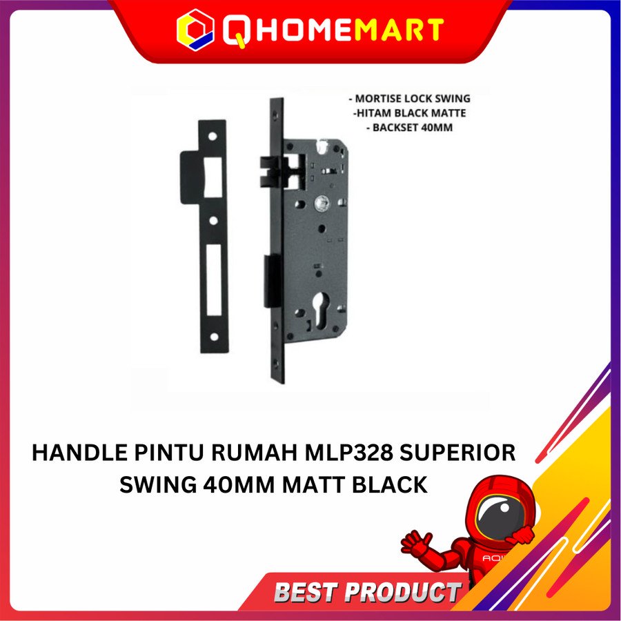 HANDLE PINTU RUMAH MLP328 SUPERIOR SWING 40MM MATT BLACK