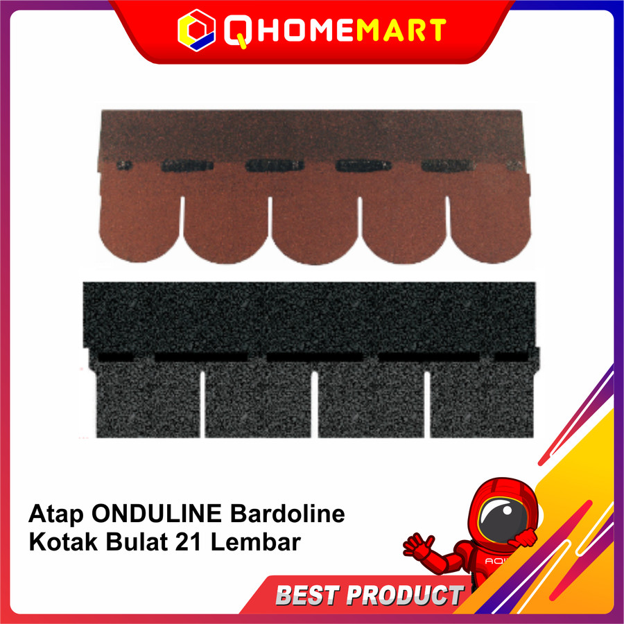 Atap Genteng Bitumen Onduline Bardoline Kotak Bulat Isi 21 Lembar - BEAVER RED