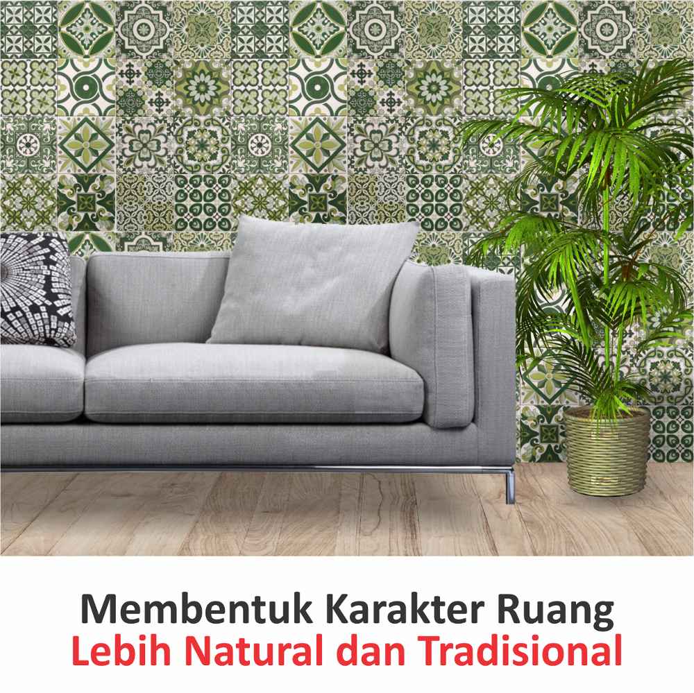 Keramik Dinding 20x20 BMJ Pola Bali Green 16 Pcs
