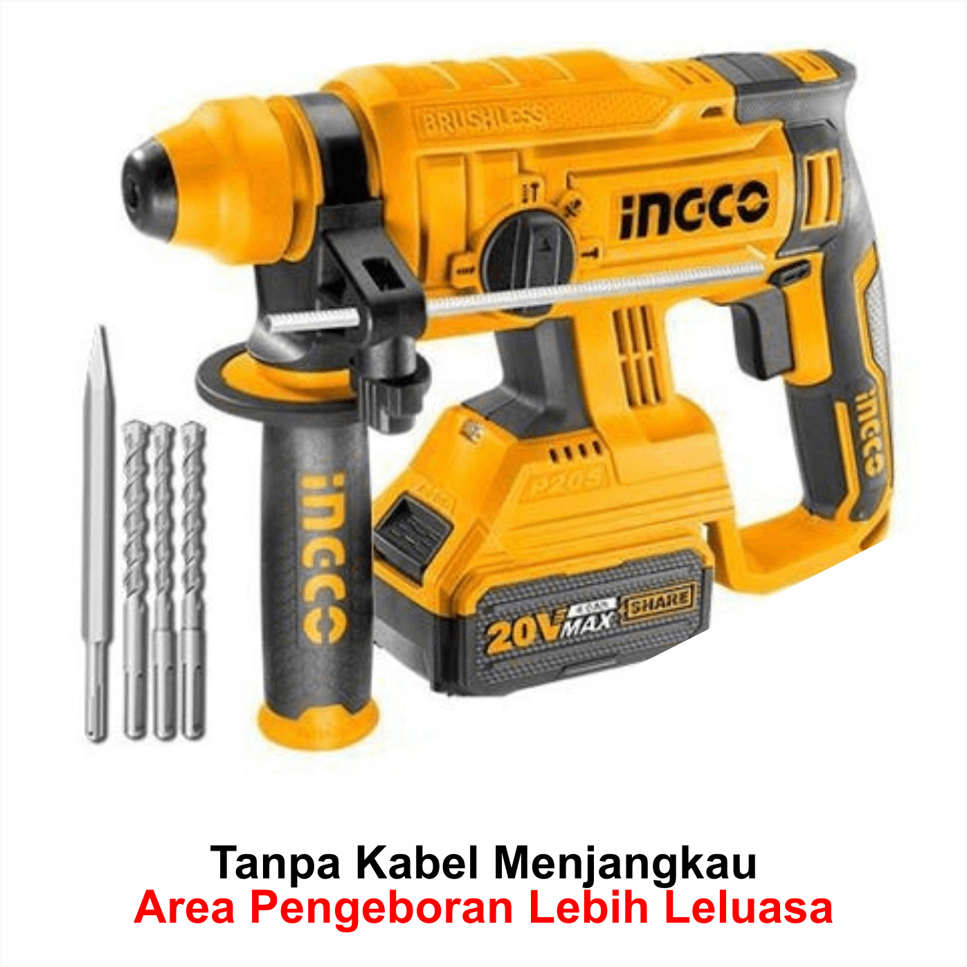 Mesin Bor INGCO CRHLI2201 Rotary Cordless 20 Volt