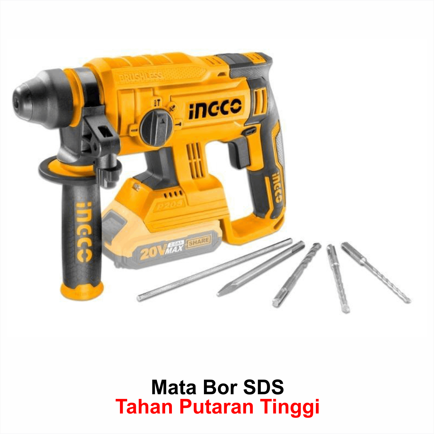 Mesin Bor INGCO CRHLI2201 Rotary Cordless 20 Volt