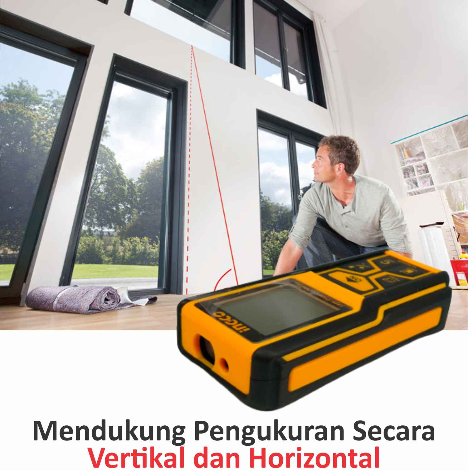 Meteran Laser INGCO HLDD0608 3D Alat Ukur Jarak