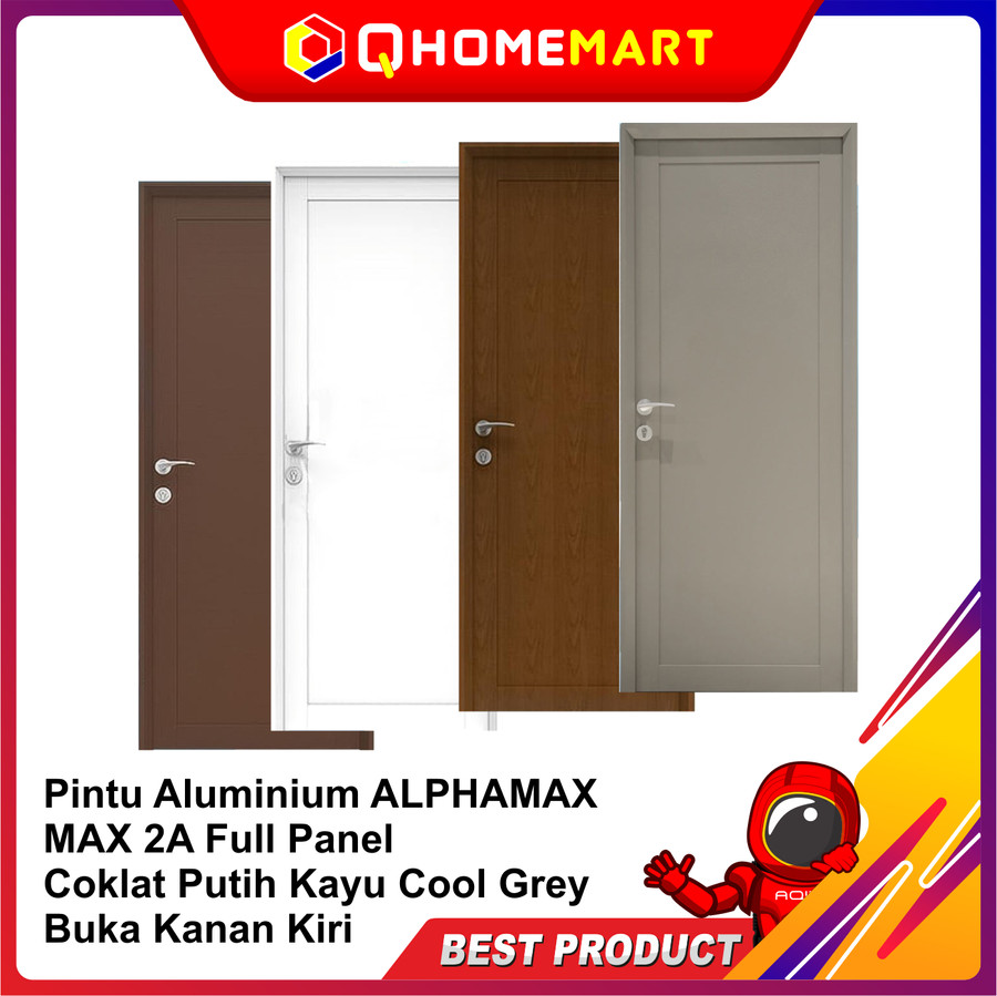 Pintu Aluminium ALPHAMAX MAX 2A Full Panel Coklat Putih Kayu Cool Grey - COKLAT