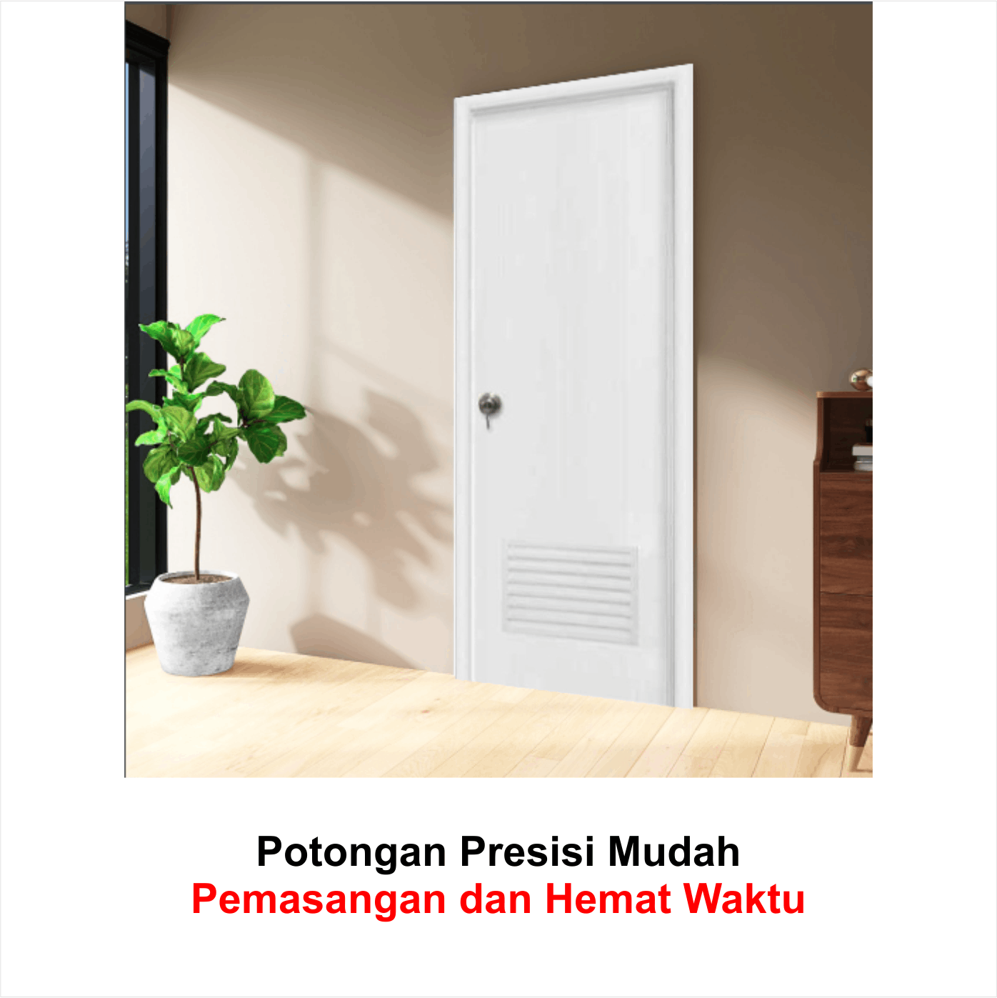 Pintu Kamar Mandi PVC MASTERQ Putih 70x200 Cm Buka Kanan Kiri