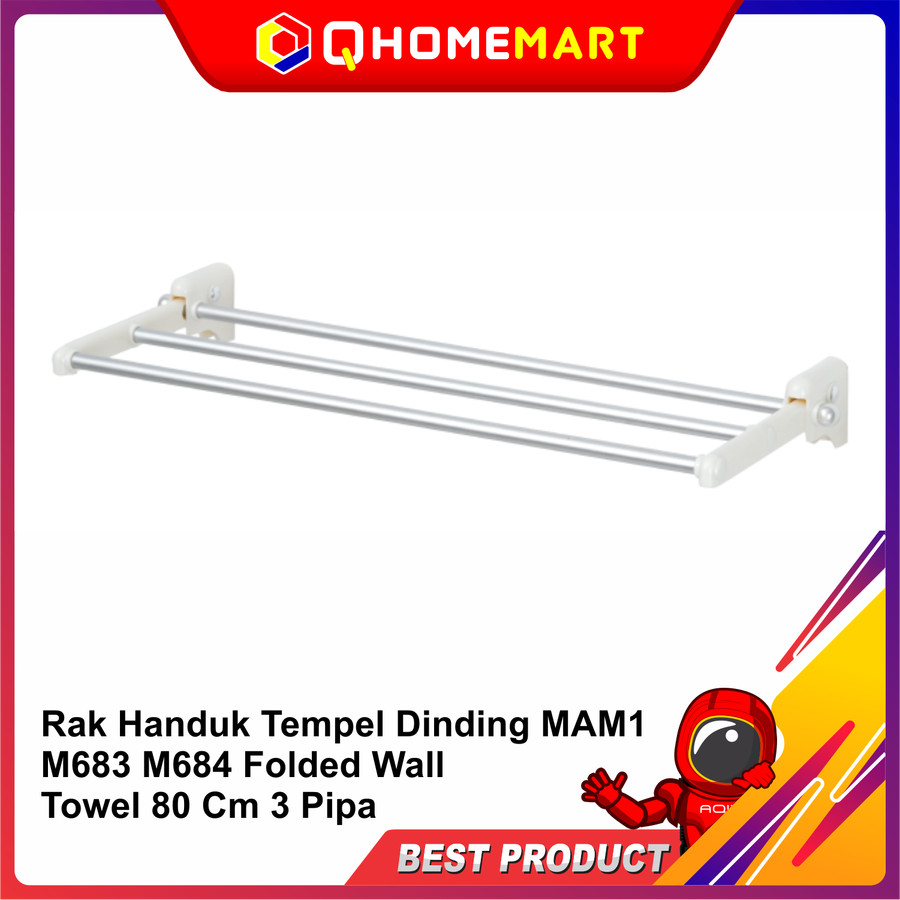 Rak Handuk Tempel Dinding MAM1 M683 M684 Folded Wall Towel 80 Cm 3 4 - M-683 3 PIPES
