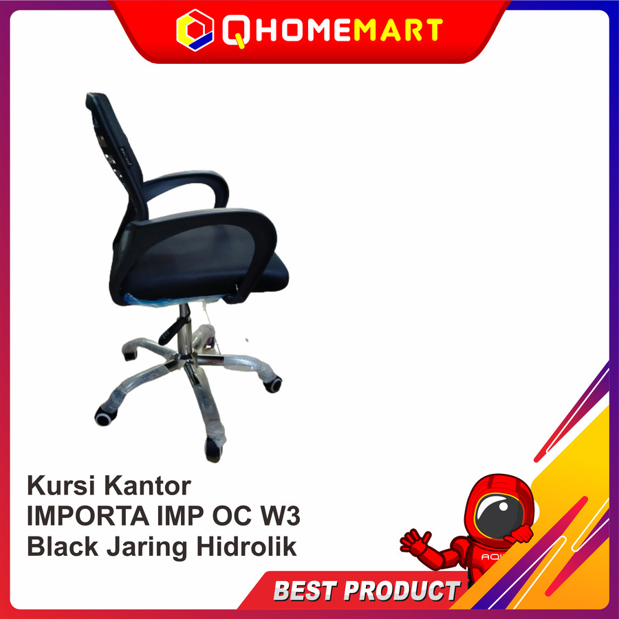 Kursi Kantor QHOME LIVING FURNITURE OC W3 Black Jaring Hidrolik