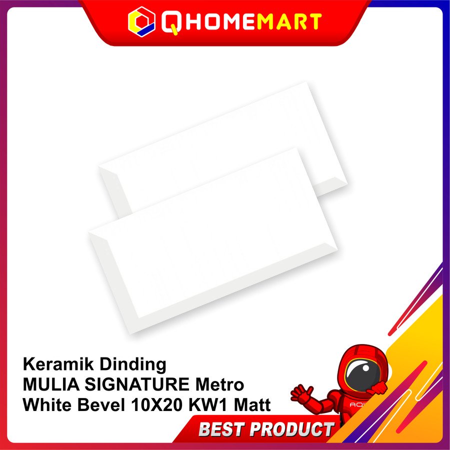 KERAMIK DINDING MULIA METRO WHITE BEVEL SUBWAY 10X20 KW1 - White 10x20 KW2, 10 dus