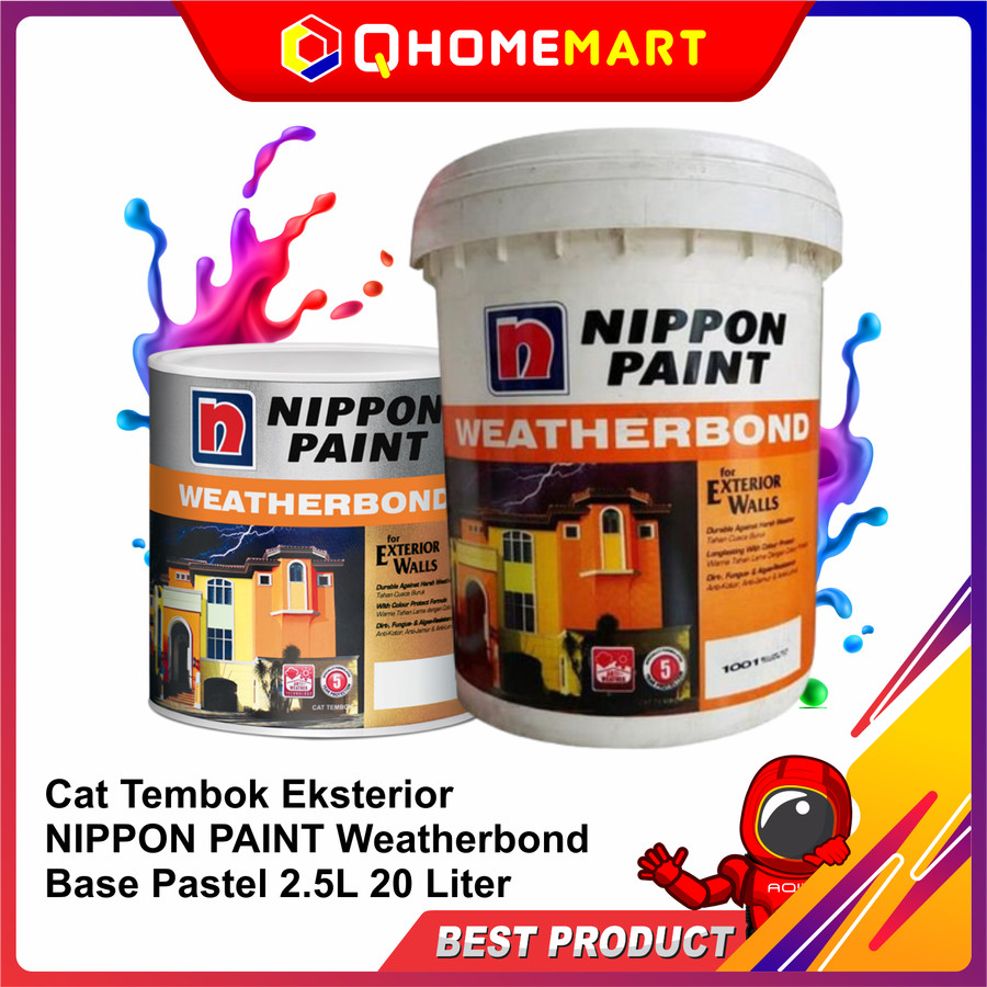 Cat Tembok Eksterior NIPPON PAINT Weatherbond Base Pastel 2.5L 20 Lite - RETICENT WHITE, 2,5 Liter